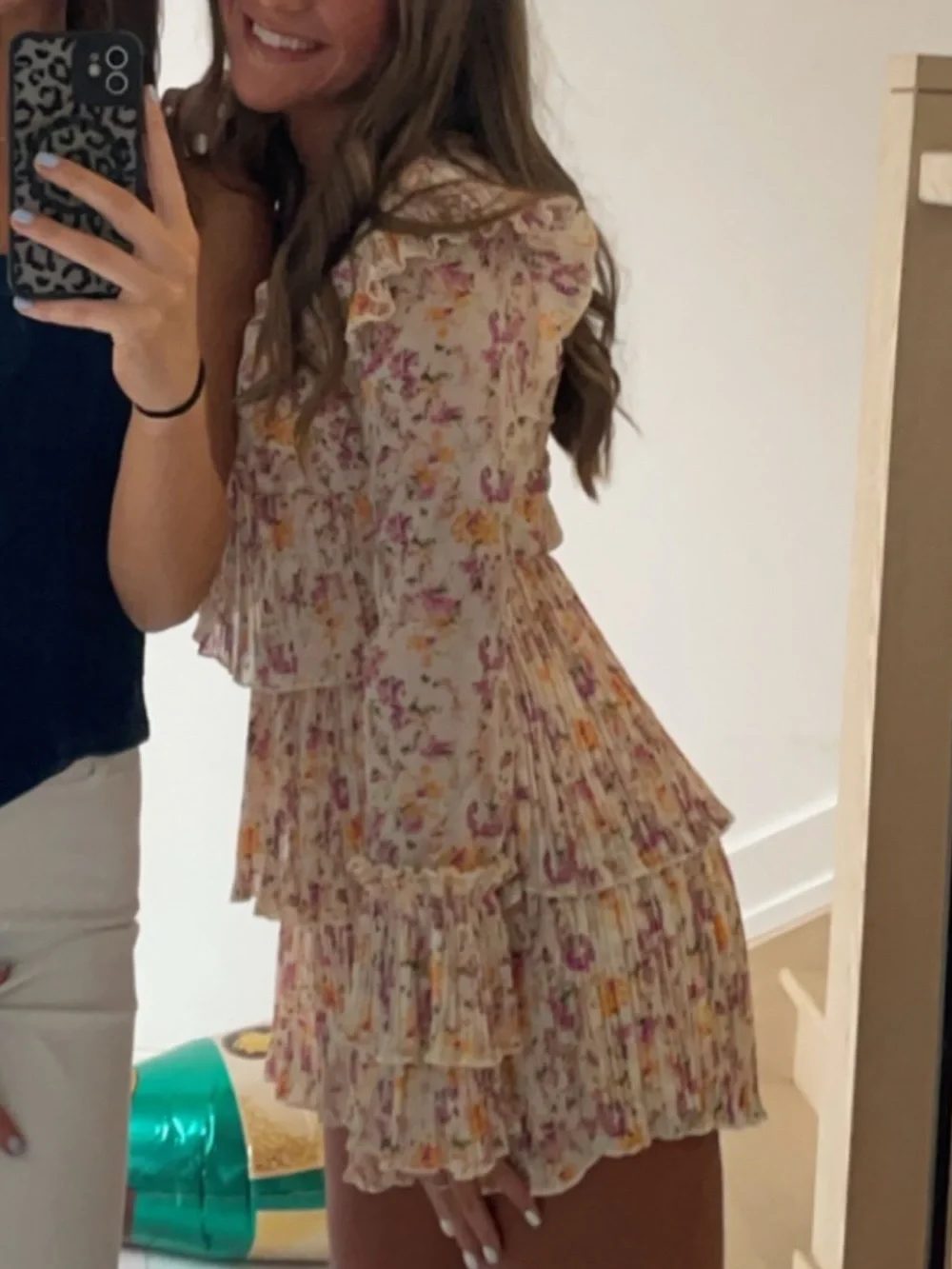 Floral Tiered Ruffle romper in Cream with Pink & Yellow Floral Print